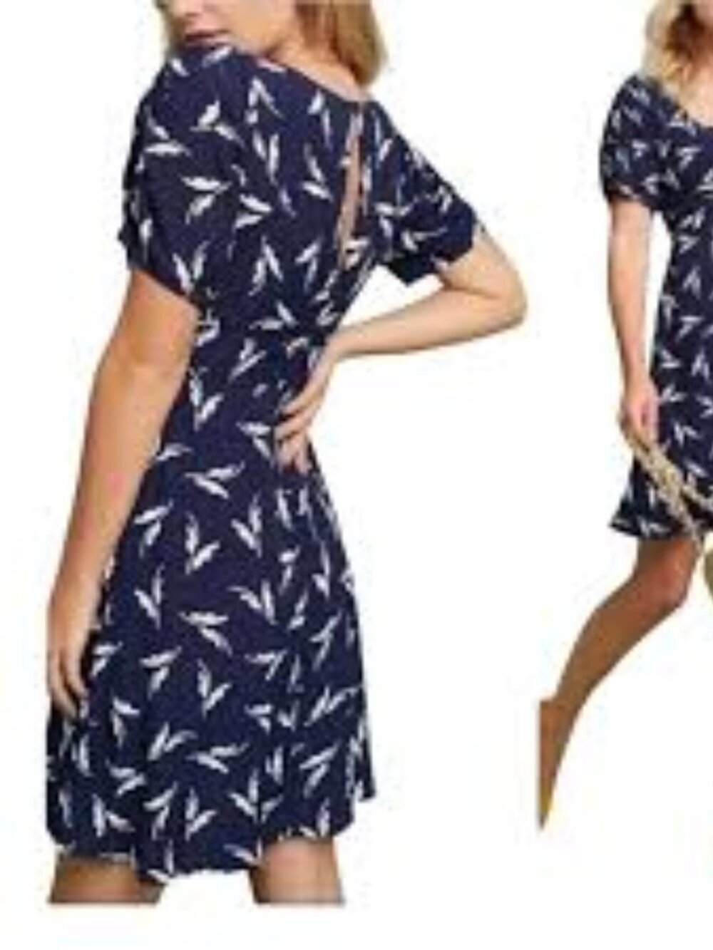 Maeve|Anthropologie Fern Butterfly Ruched Short Sleeve Cutout Swing Dress